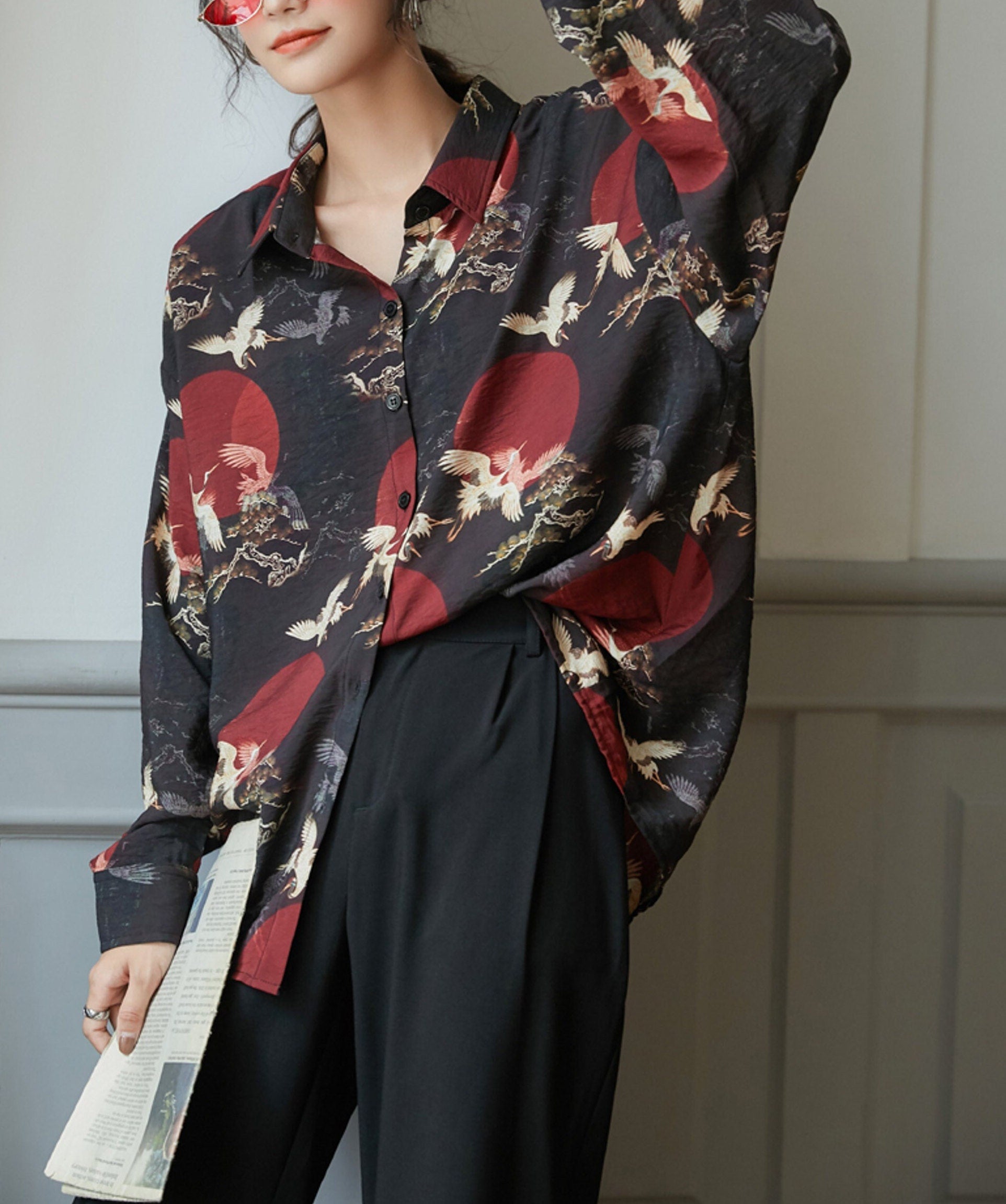 Harajuku Fashion Unisex Baggy Blouse | Gothic Clothes | Retro Japanese Streetwear | Alt Clothing