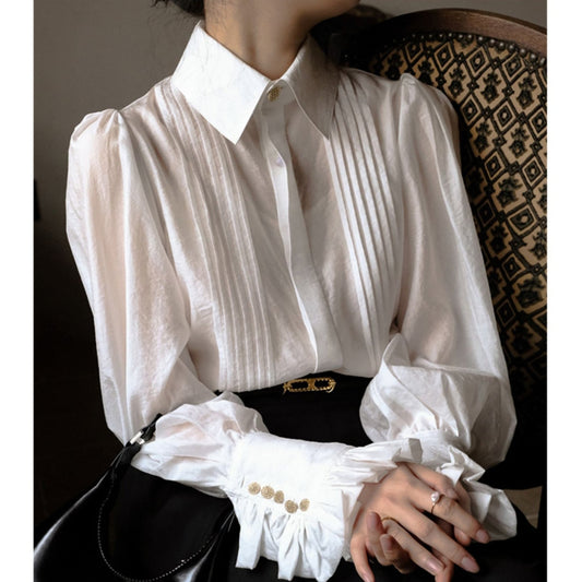 Victorian Era Chiffon Blouse | Light Academia | Poet Shirt | Korean Fashion | 1900s Style