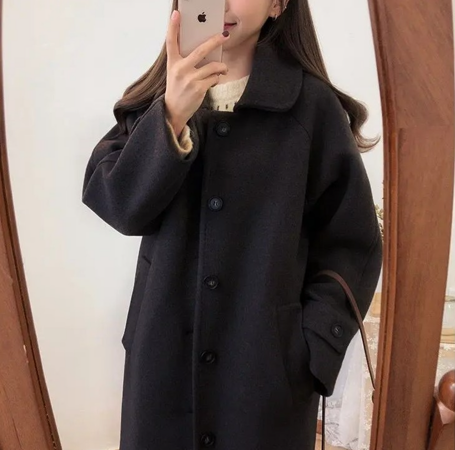 Vintage Long Woolen Coat Dark Academia Vibes