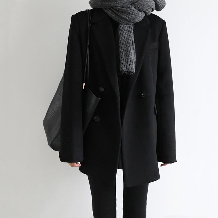 Vintage Dark Academia Wool Trench Coat For Women