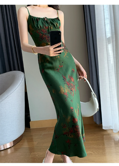 Vintage Emerald Floral Dress