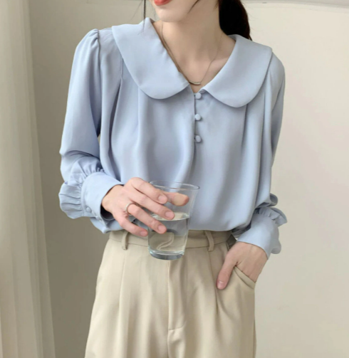 Light Academia Peter Pan Collar Fairycore Lolita Blouse | Korean Fashion Edwardian Top | Ouji Fashion