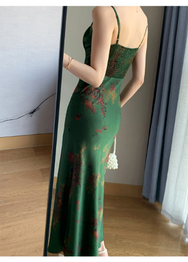 Vintage Emerald Floral Dress