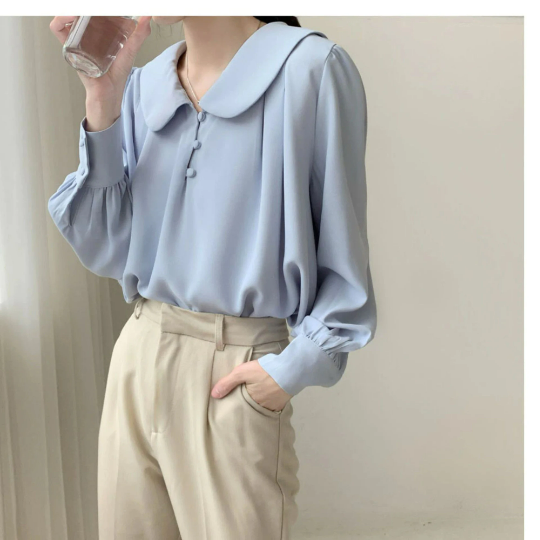 Light Academia Peter Pan Collar Fairycore Lolita Blouse | Korean Fashion Edwardian Top | Ouji Fashion