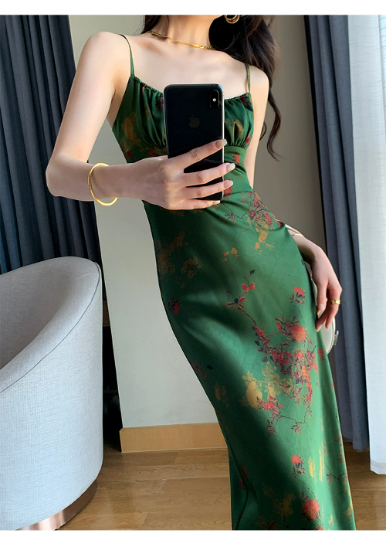 Vintage Emerald Floral Dress