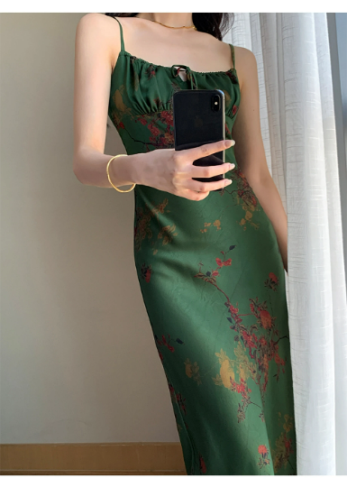 Vintage Emerald Floral Dress