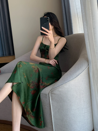 Vintage Emerald Floral Dress