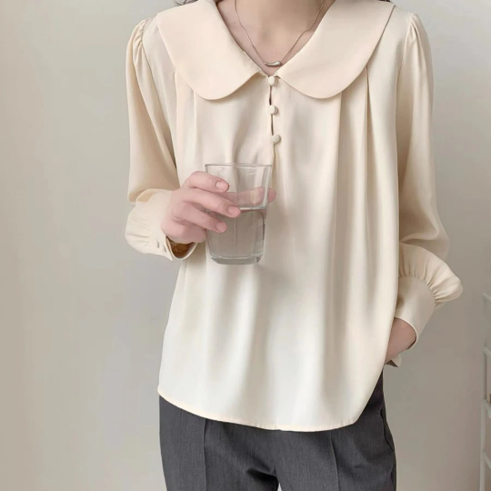 Light Academia Peter Pan Collar Fairycore Lolita Blouse | Korean Fashion Edwardian Top | Ouji Fashion