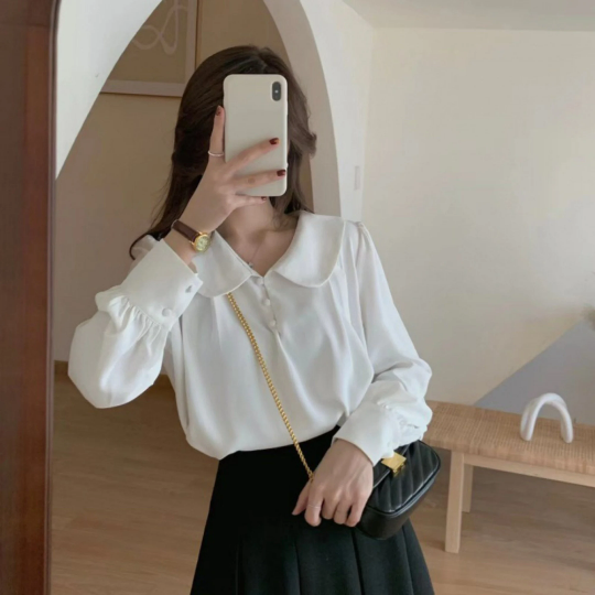 Light Academia Peter Pan Collar Fairycore Lolita Blouse | Korean Fashion Edwardian Top | Ouji Fashion