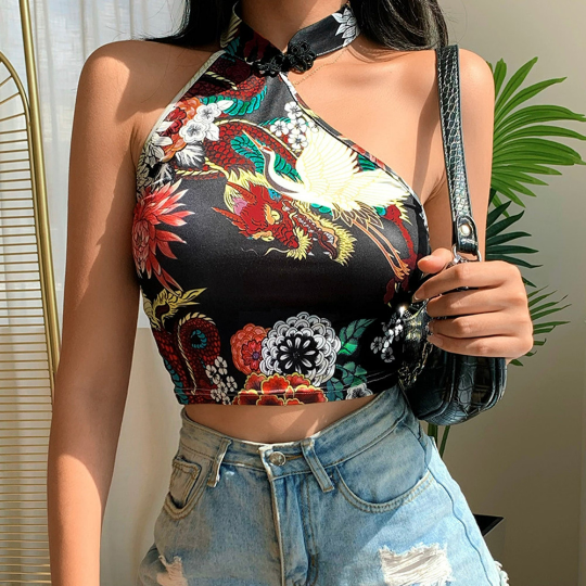 Vintage Emo Floral Crop Top | Mesh Crop Top | Y2K Blouse | Goth Top Harajuku Fashion