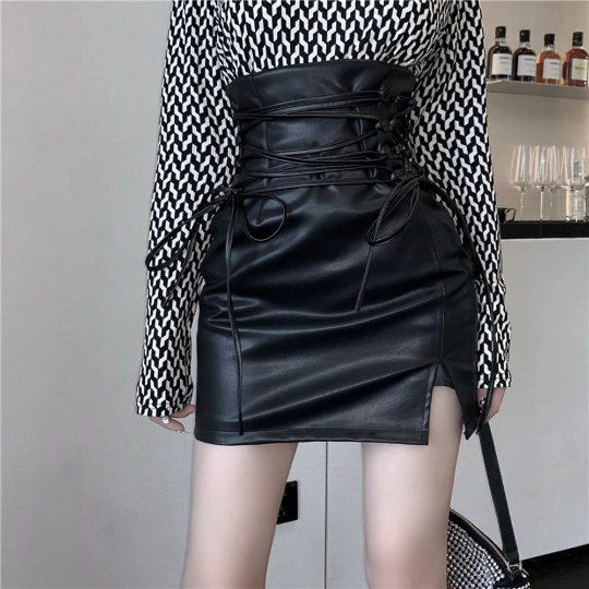 Vintage Leather Pencil Skirt