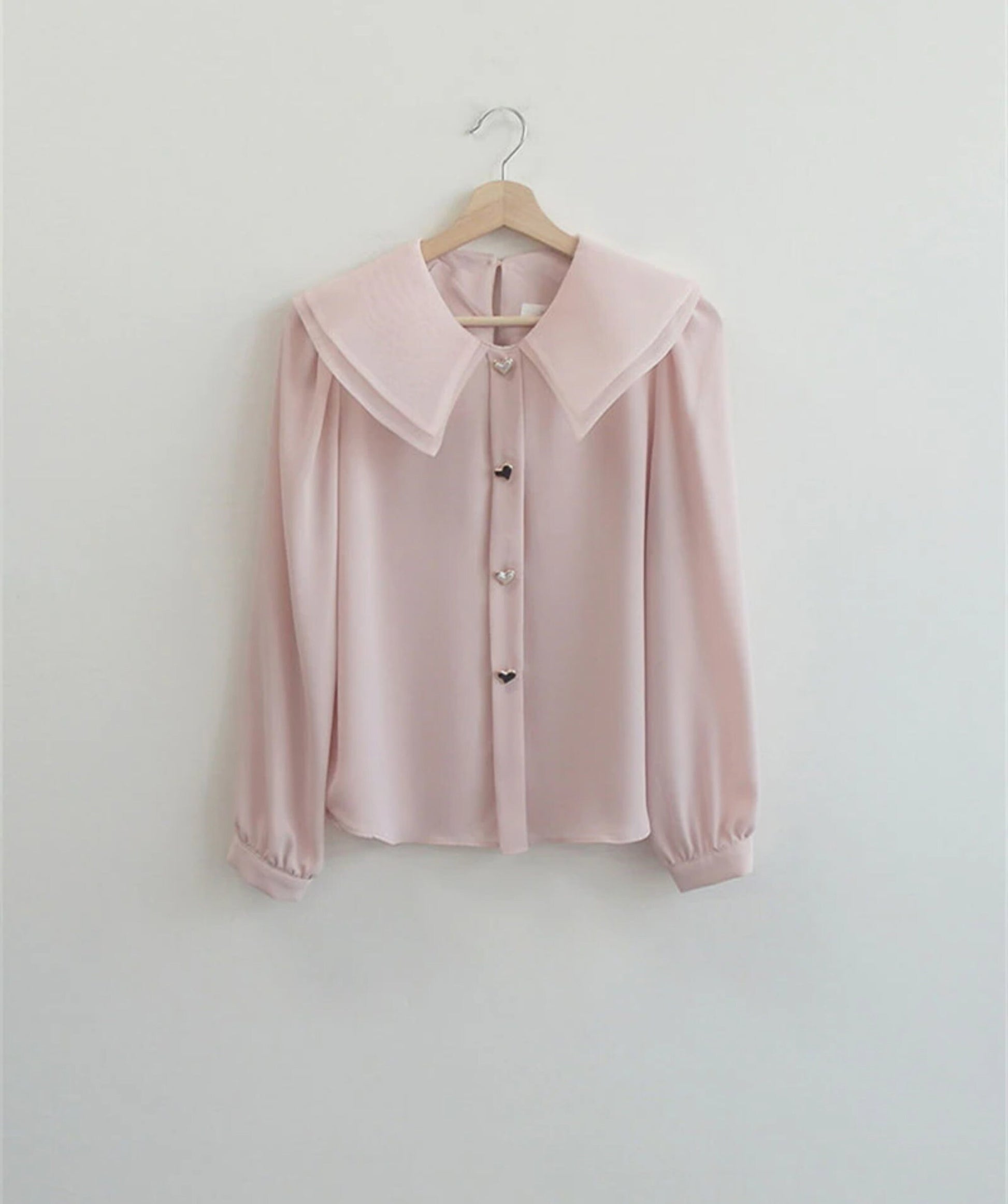 Y2K Fashion Minimalist Elegant Heart Buttoned Blouse | Korean Fashion | See Through Blouse | Kawaii Chiffon Top | Light Academia