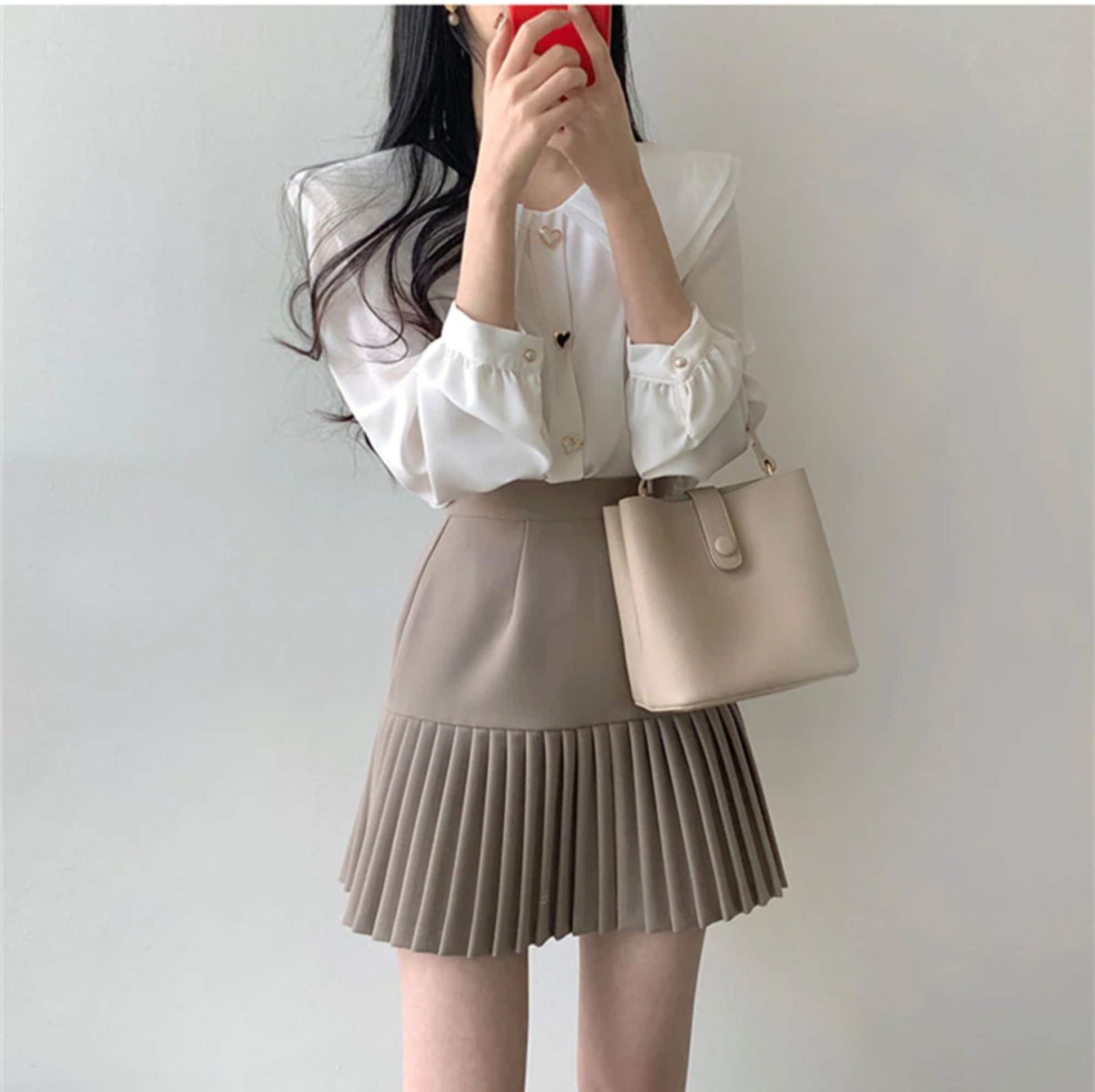 Y2K Fashion Minimalist Elegant Heart Buttoned Blouse | Korean Fashion | See Through Blouse | Kawaii Chiffon Top | Light Academia