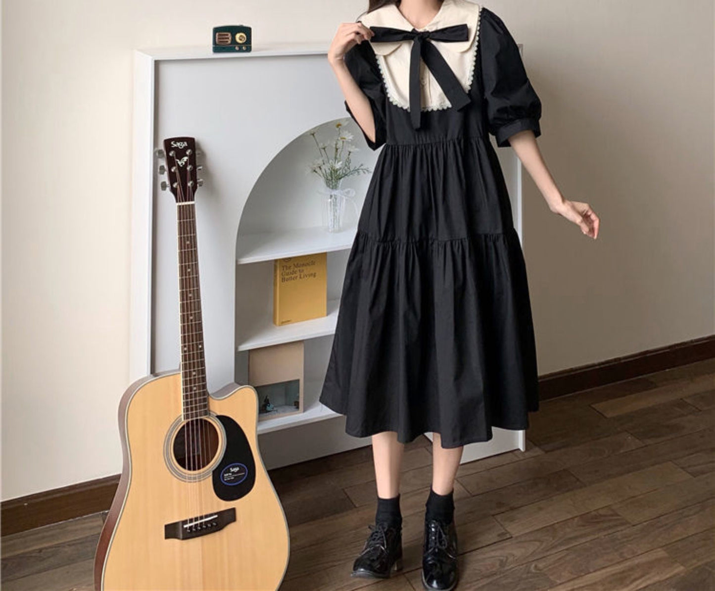 Harajuku Ouji Fashion Witch Gothic Dress | Kawaii Elegant Vintage Dress | Puff Sleeve Preppy Style Sundress