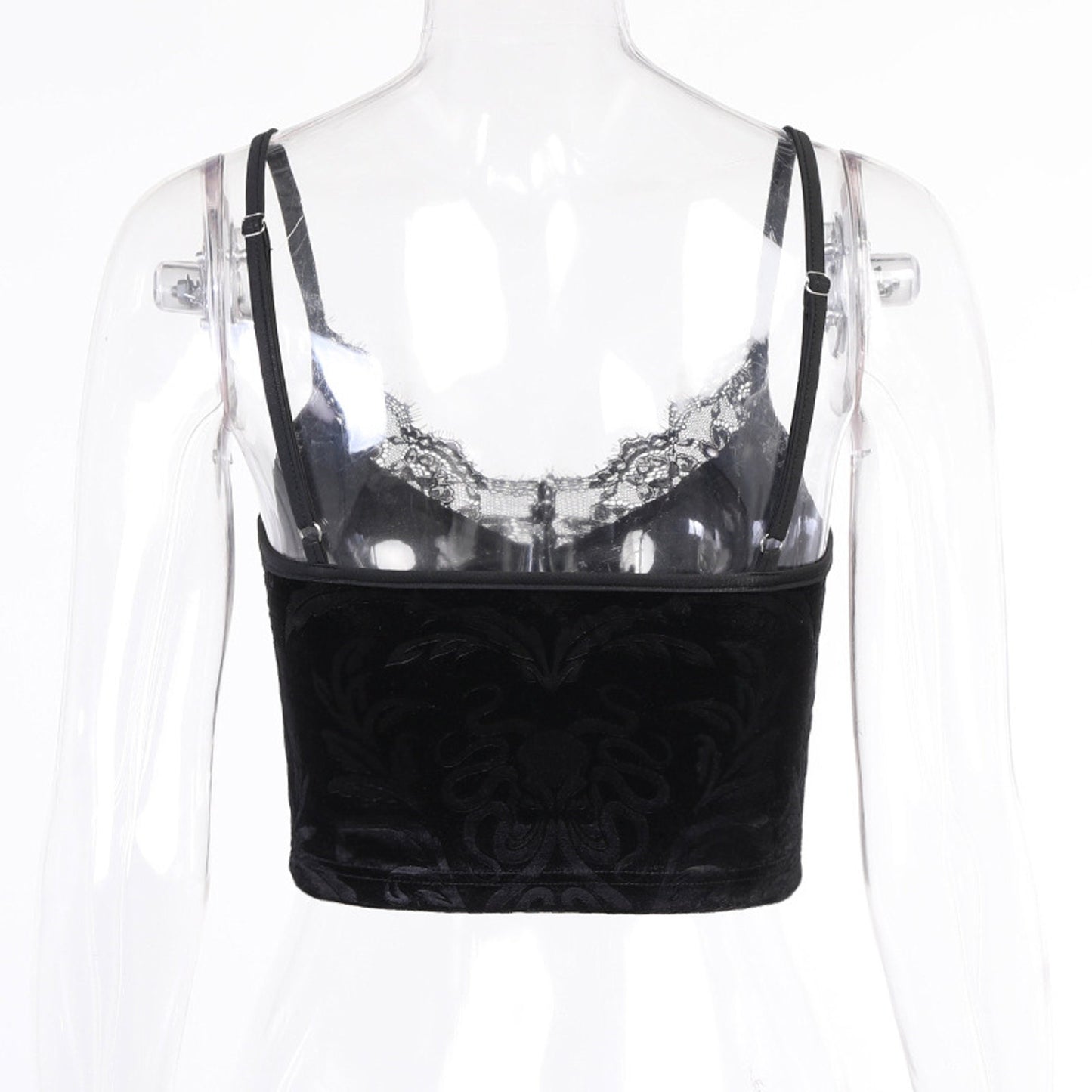 Alt Goth Lace Velvet Crop Top | Corset Bustier Crop | Harajuku Fashion | Fairy Grunge Blouse