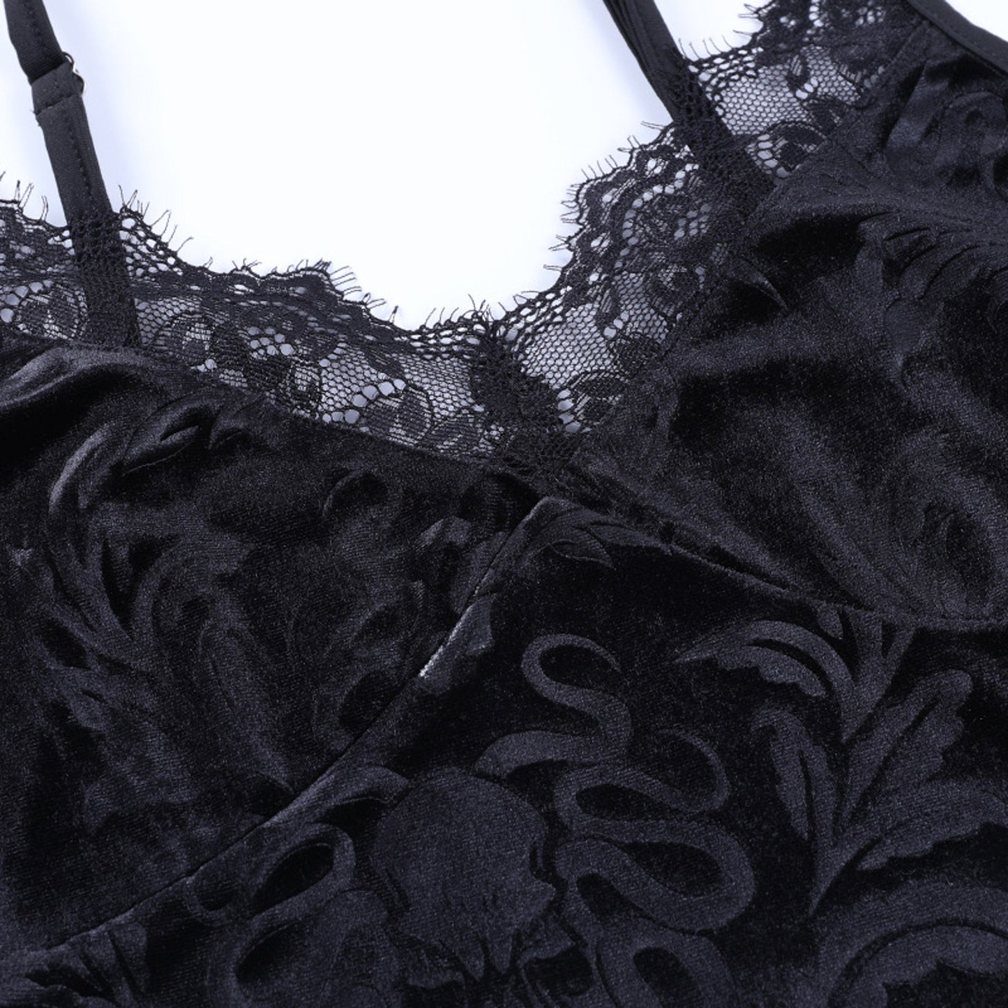 Alt Goth Lace Velvet Crop Top | Corset Bustier Crop | Harajuku Fashion | Fairy Grunge Blouse