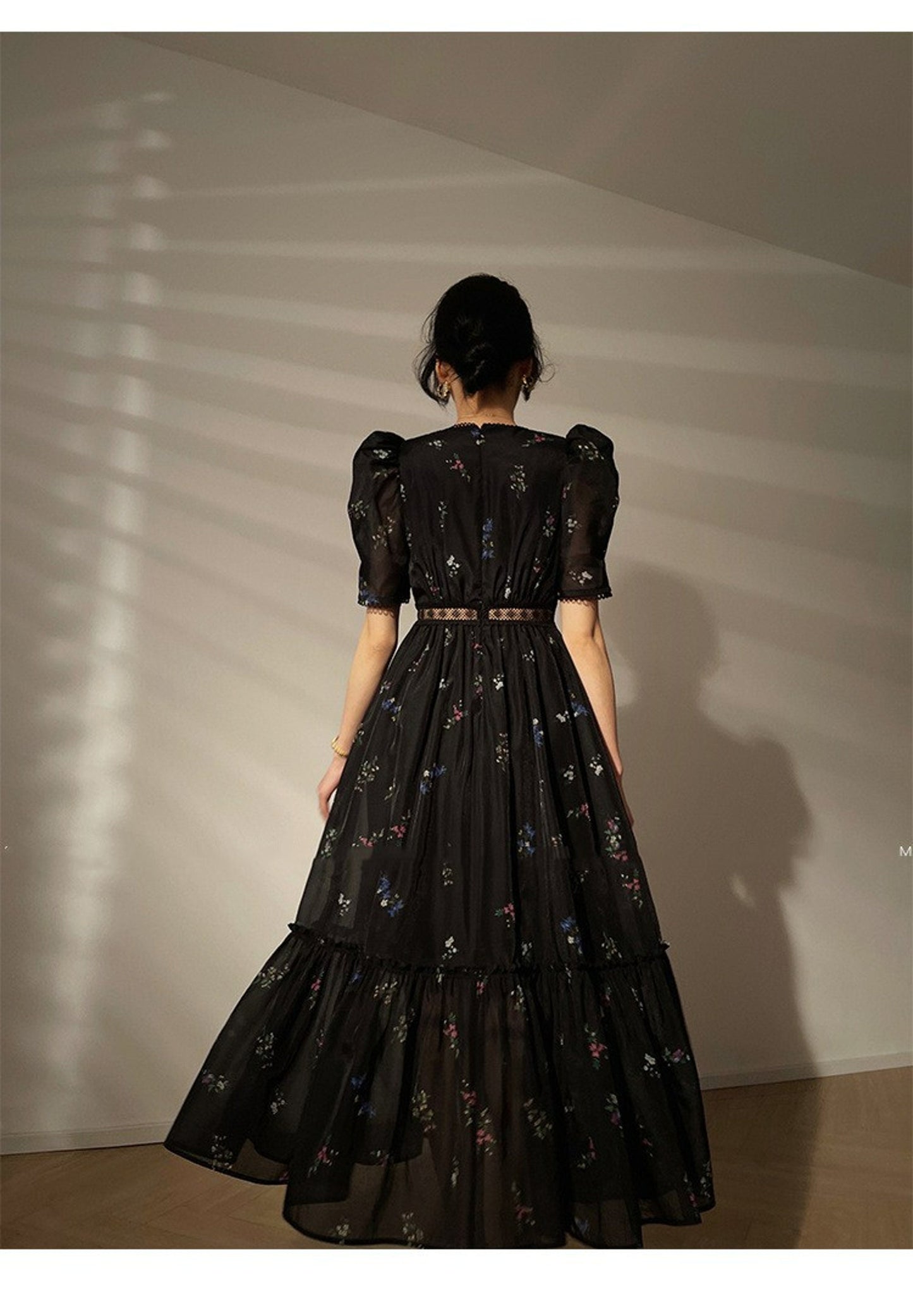 Black Floral Boho Inspired Dress