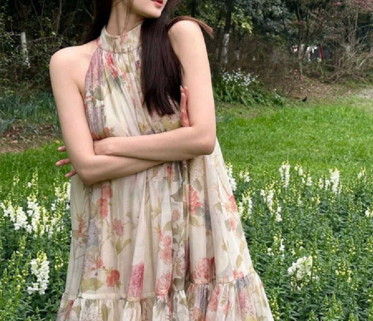 Maxi Fairycore Floral Sleeveless Summer Dress | Elegant Loose Ruffle Y2k Dress | Japanese Style Summer Sun Dress