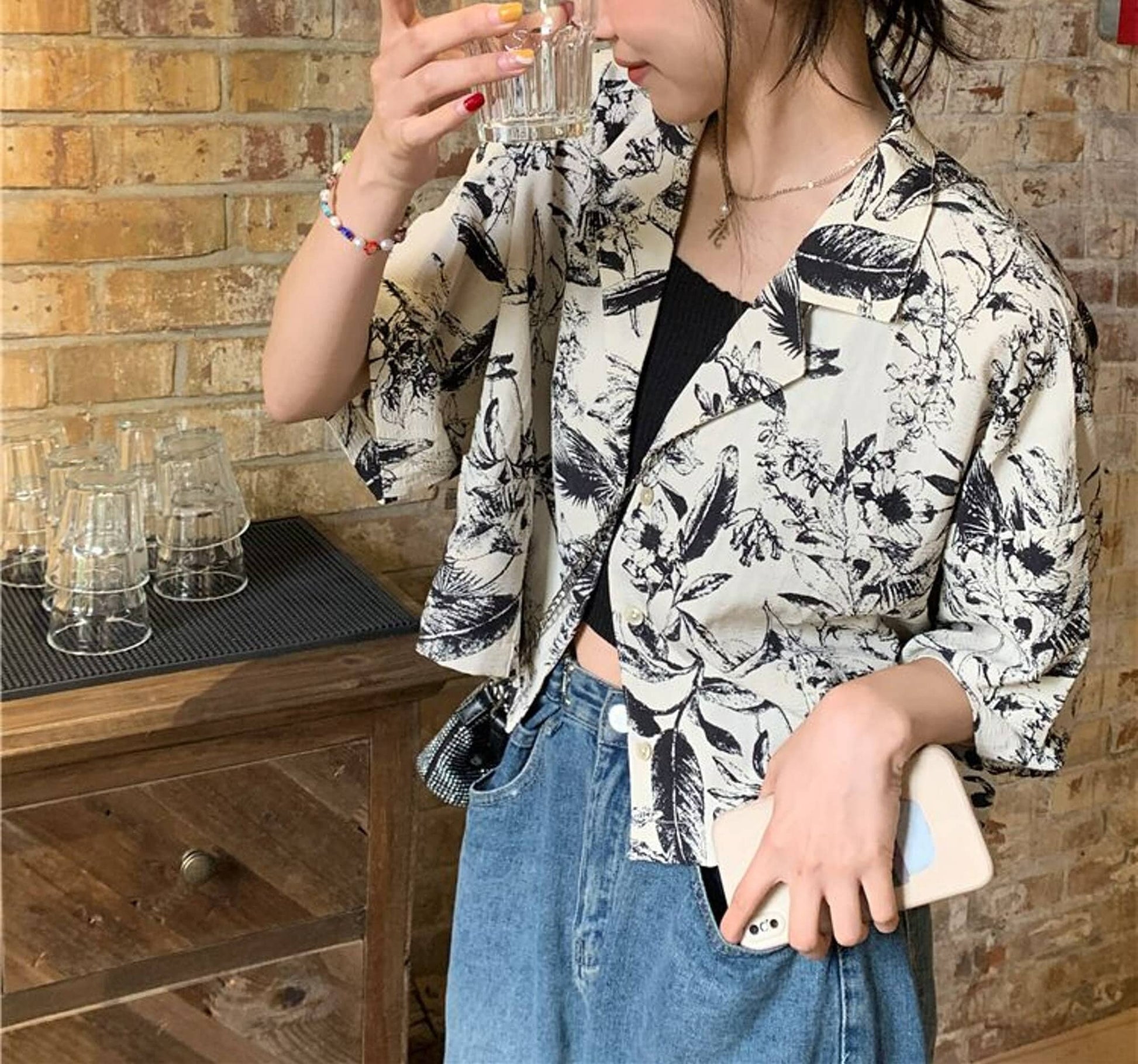 Summer Cropped Artistic Kimono Blouse | Harajuku Fashion | Japanese Streetwear | French Style | Floral Blouse